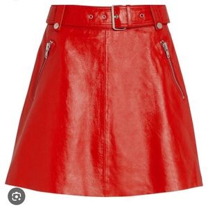 Red Leather Mini Skirt size 34 (XS/S)